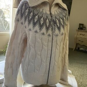 Ralph Lauren Shades of Gray and White Ski Sweater, size L